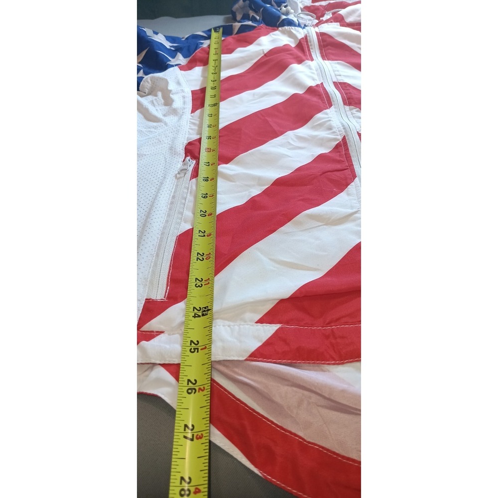 Mens American Flag Jacket Hooded Windbreaker USA Cycling Patriotic M Americana - Picture 4 of 11